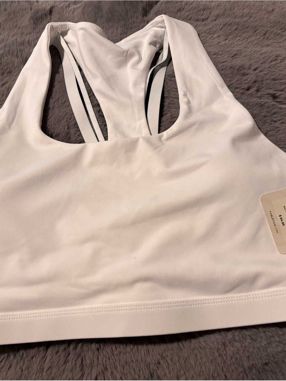 Fabletics White Racerback Sports Bra with Strappy Back